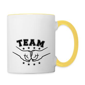 Team Freunde Faeuste - Tasse zweifarbig - Weiß/Gelb - Rechts