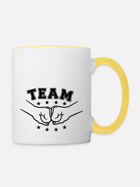 Team Freunde Faeuste - Tasse zweifarbig - Weiß/Gelb