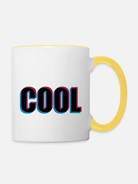 3D Effekt Cool - Tasse zweifarbig - Weiß/Gelb