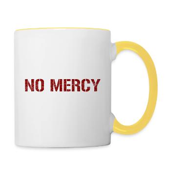 No Mercy Motivation fürs Workout - Tasse zweifarbig - Weiß/Gelb - Rechts