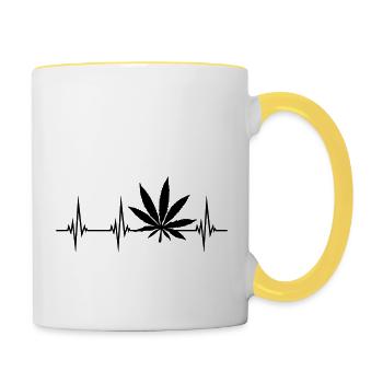 Pulse heartbeat weed - Contrasting Mug - white/yellow - Right