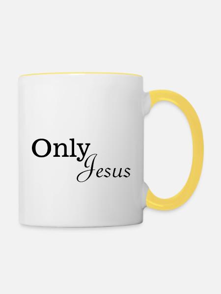 Jesus Christ Gott God - Tasse zweifarbig - Weiß/Gelb