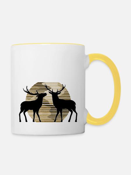 Hirsch - Tasse zweifarbig - Weiß/Gelb