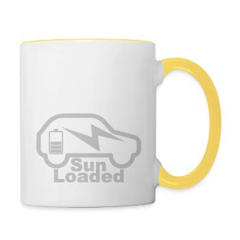 e-auto, e-mobilität,voiture électrique, zoe, EV-driver, - Mug contrasté - blanc/jaune - Droite