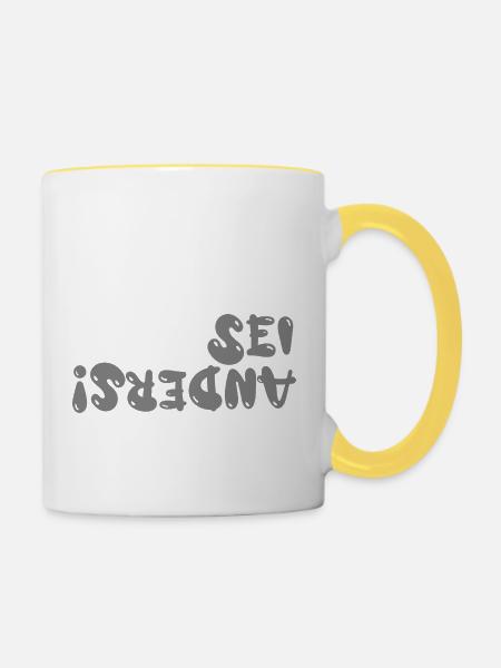 Sei anders! - Tasse zweifarbig - Weiß/Gelb