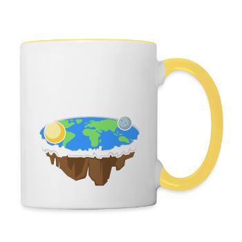 Flache-Erde-Theorie Lustige - Tasse zweifarbig - Weiß/Gelb - Rechts