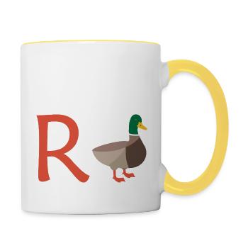 Rente Ente Ruhestand Pension Frührente Geschenk - Tasse zweifarbig - Weiß/Gelb - Rechts