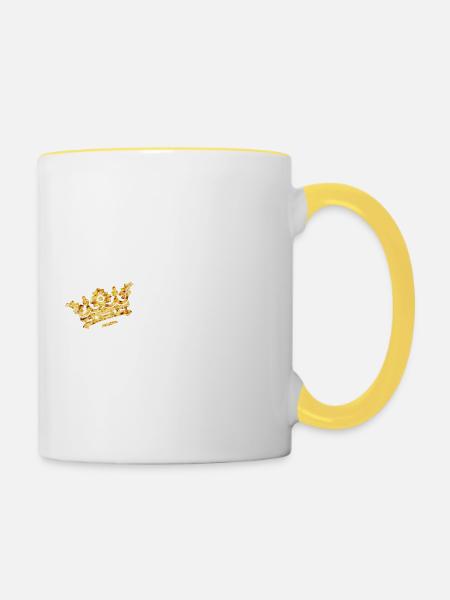 Prinz mit Goldener Krone - Tasse zweifarbig - Weiß/Gelb