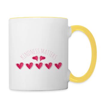Kindness Matters Positive Message Inspirational He - Tasse zweifarbig - Weiß/Gelb - Rechts
