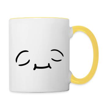 Conception de visage détendue - Mug contrasté - blanc/jaune - Droite