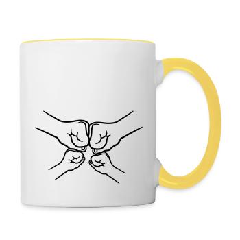 2 poings d’enfants - Mug contrasté - blanc/jaune - Droite