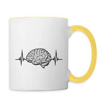 Heartbeat Pulse Brain - Contrasting Mug - white/yellow - Right
