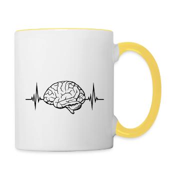 Pulse Heartbeat Brain - Contrasting Mug - white/yellow - Right