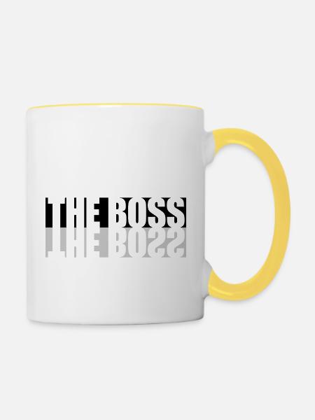 Spiegelung The Boss - Tasse zweifarbig - Weiß/Gelb