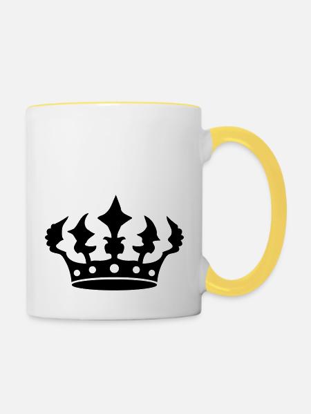Gezackte Krone Design - Tasse zweifarbig - Weiß/Gelb