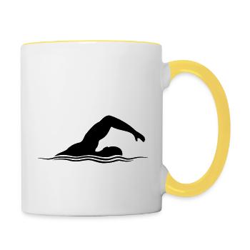 Sport Schwimmer Silhouette - Tasse zweifarbig - Weiß/Gelb - Rechts