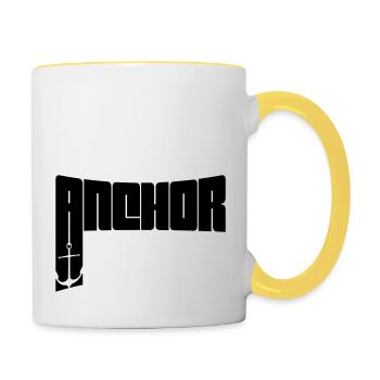 Équipe d’ancrage de texte - Mug contrasté - blanc/jaune - Droite