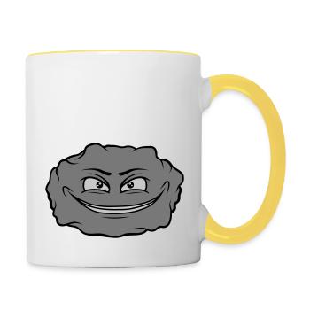 Pierre de dessin animé maléfique - Mug contrasté - blanc/jaune - Droite