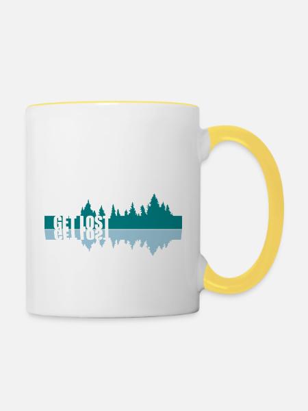 Spiegelung Get Lost - Tasse zweifarbig - Weiß/Gelb