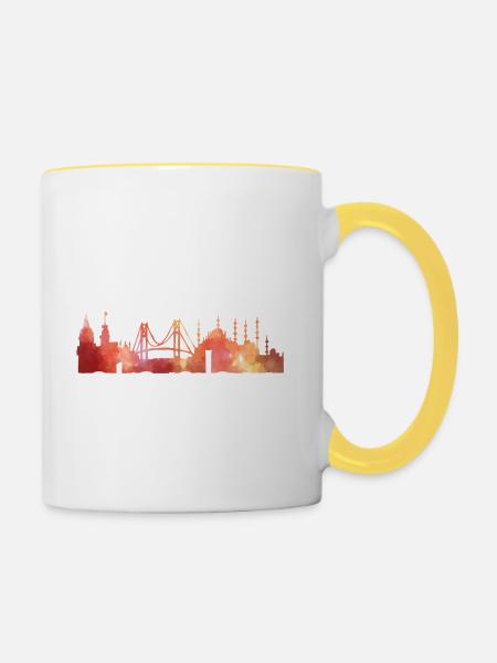 Istanbul - Tasse zweifarbig - Weiß/Gelb