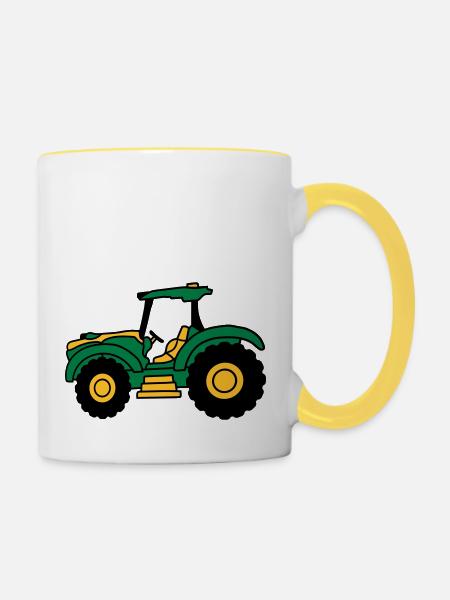 Bauernhof Traktor fahren - Tasse zweifarbig - Weiß/Gelb