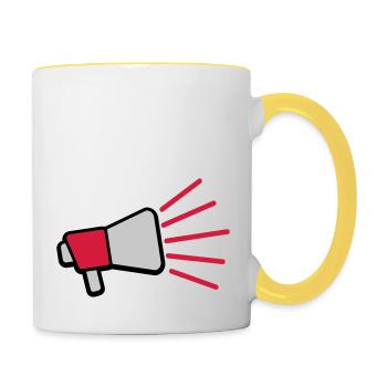 Loud Speech Symbol Megaphone - Contrasting Mug - white/yellow - Right
