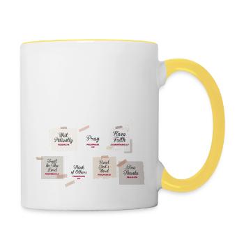 Christliche To Do Liste - Tasse zweifarbig - Weiß/Gelb - Rechts