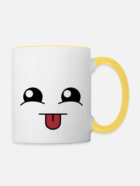 Cute face - Tasse zweifarbig - Weiß/Gelb