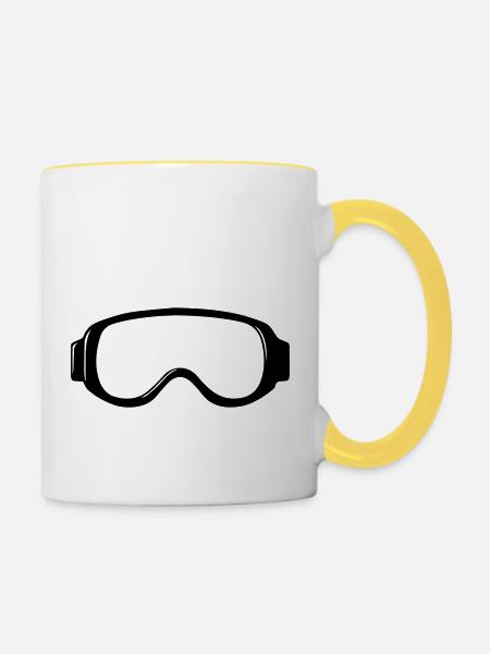 Skibrille - Tasse zweifarbig - Weiß/Gelb