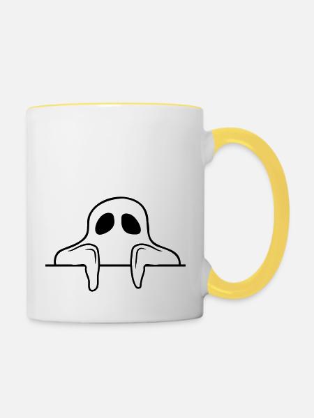 Comic Geist hinter Mauer - Tasse zweifarbig - Weiß/Gelb