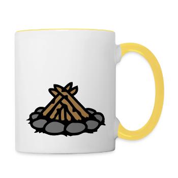 Feu de camp sans feu Camping - Mug contrasté - blanc/jaune - Droite
