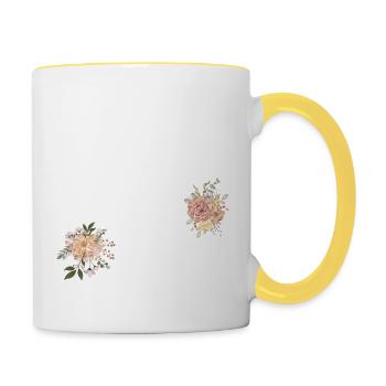 Blumen zum 62. Jahrestag (Geschenk von 62 Jahren) - Tasse zweifarbig - Weiß/Gelb - Rechts