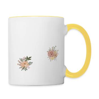 80e anniversaire fleuris (Cadeau de 80 ans) - Mug contrasté - blanc/jaune - Droite