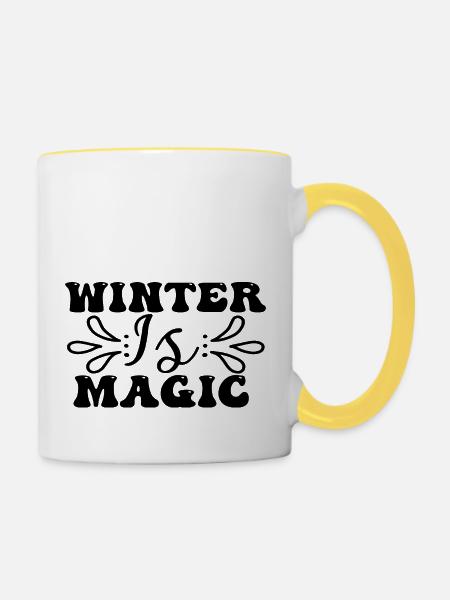 Winter Is Magic - Tasse zweifarbig - Weiß/Gelb