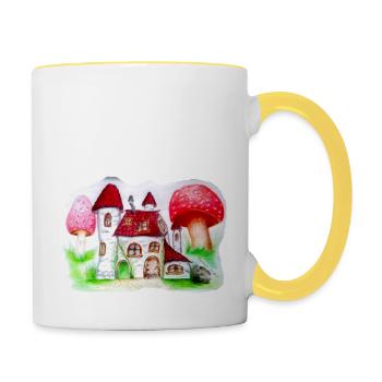 Birch castle cute kids - Contrasting Mug - white/yellow - Right