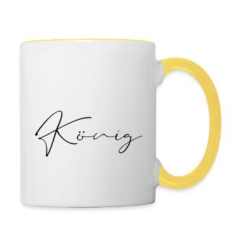 Koenig Schriftzug - Tasse zweifarbig - Weiß/Gelb - Rechts