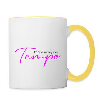 Spruch - Ich habe mein eigenes Tempo - Tasse zweifarbig - Weiß/Gelb - Rechts