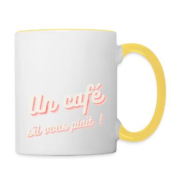 Un café s'il vous plait ! - Mug contrasté - blanc/jaune - Droite