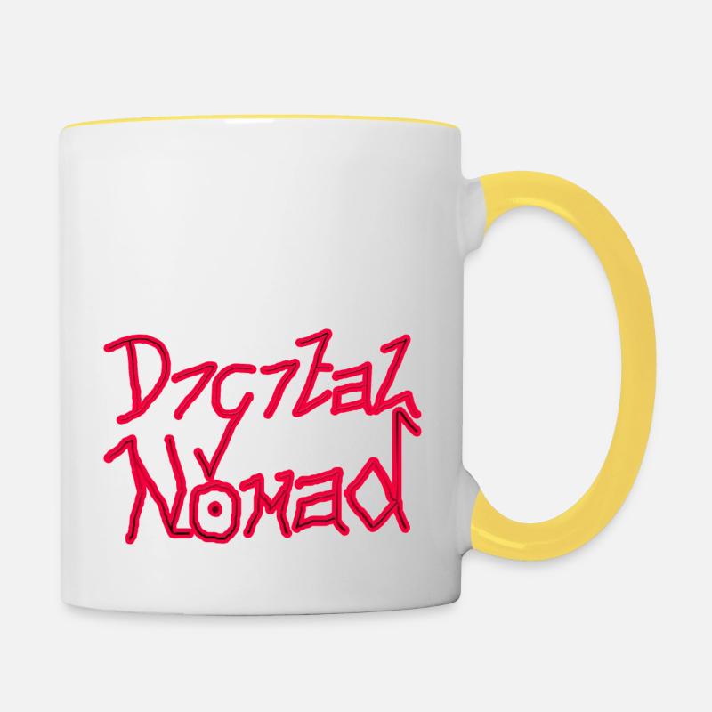 Digital Noobmad Design - Red - Contrasting Mug - white/yellow