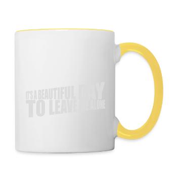 leave me alone day - Tasse zweifarbig - Weiß/Gelb - Rechts