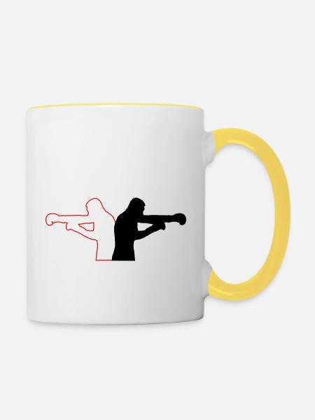 Boxing - Tasse zweifarbig - Weiß/Gelb