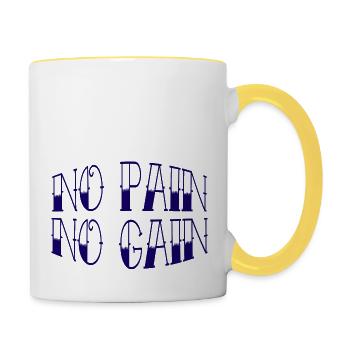 No pain no gain - Mug contrasté - blanc/jaune - Droite