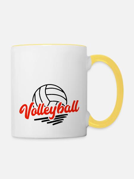 Volleyball - Tasse zweifarbig - Weiß/Gelb