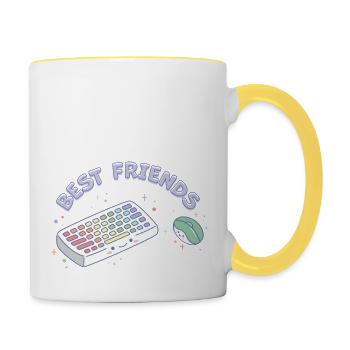 Beste Freunde - Tasse zweifarbig - Weiß/Gelb - Rechts