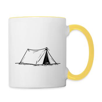 Camping Geschenk Zelten Wohnmobil Wohnwagen Camp - Tasse zweifarbig - Weiß/Gelb - Rechts