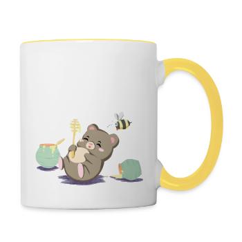 New Kollection Happy Bears and Bees: Hungry Bear - Tasse zweifarbig - Weiß/Gelb - Rechts