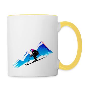Skiing Ski Ski Outfit Ski Design Skifahrer - Contrasting Mug - white/yellow - Right