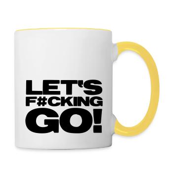 LET'S F#CKING GO! by ntko.gear - Tasse zweifarbig - Weiß/Gelb - Rechts