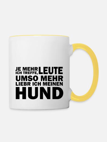 Dog Hund - Tasse zweifarbig - Weiß/Gelb
