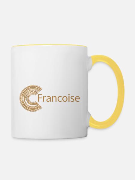 Für Francoise - Tasse zweifarbig - Weiß/Gelb